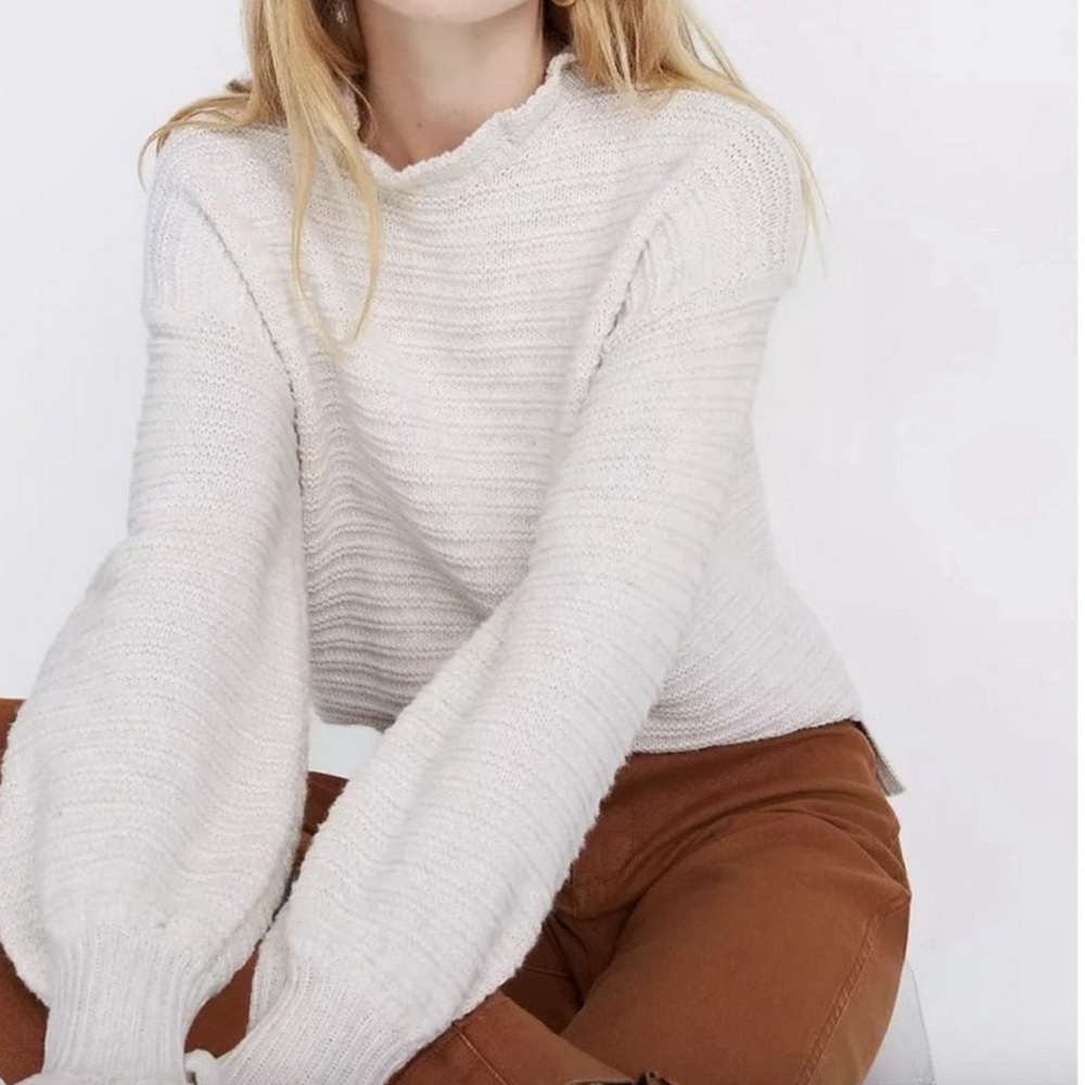Madewell Ruffle-Neck Pullover Sweater